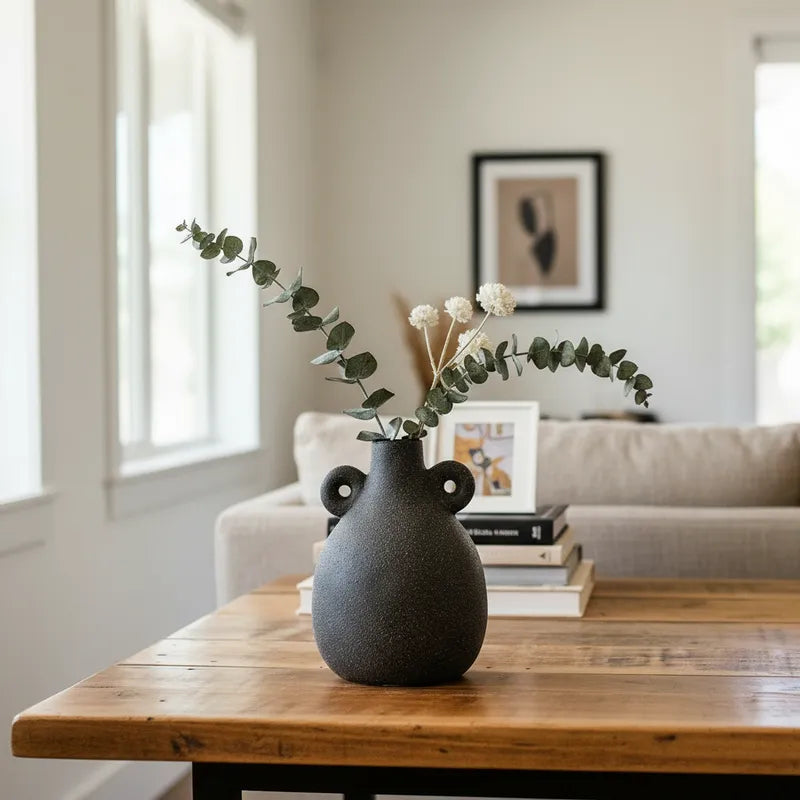 Florero Ánfora Textura Rugosa Grafito 15cm - Frank Home Florero Frank Home Chile