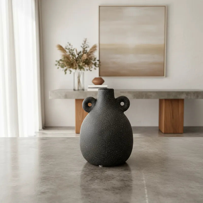 Florero Ánfora Textura Rugosa Grafito 15cm - Frank Home Florero Frank Home Chile
