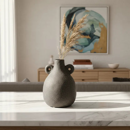 Florero Ánfora Textura Rugosa Grafito 15cm - Frank Home Florero Frank Home Chile