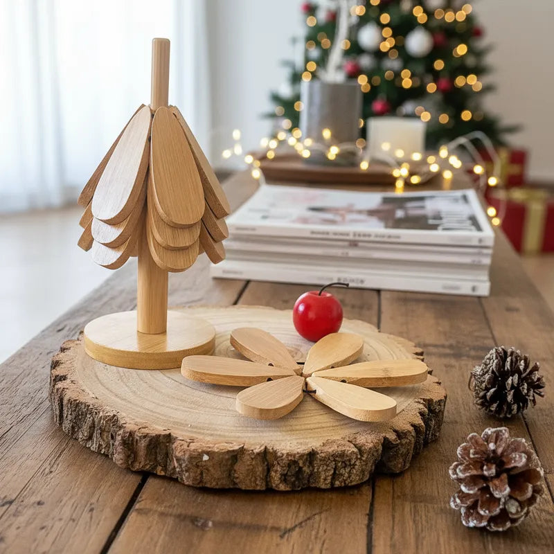 Set 4 Posavasos Árbol Desmontable Dos Modelos Beige posavasos Frank Home Chile