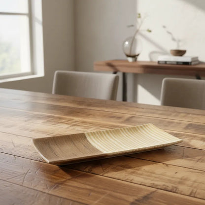 Bandeja Cerámica Bicolor Texturas Rústicas 31x14 cm - Beige y Café bandeja Frank Home Chile