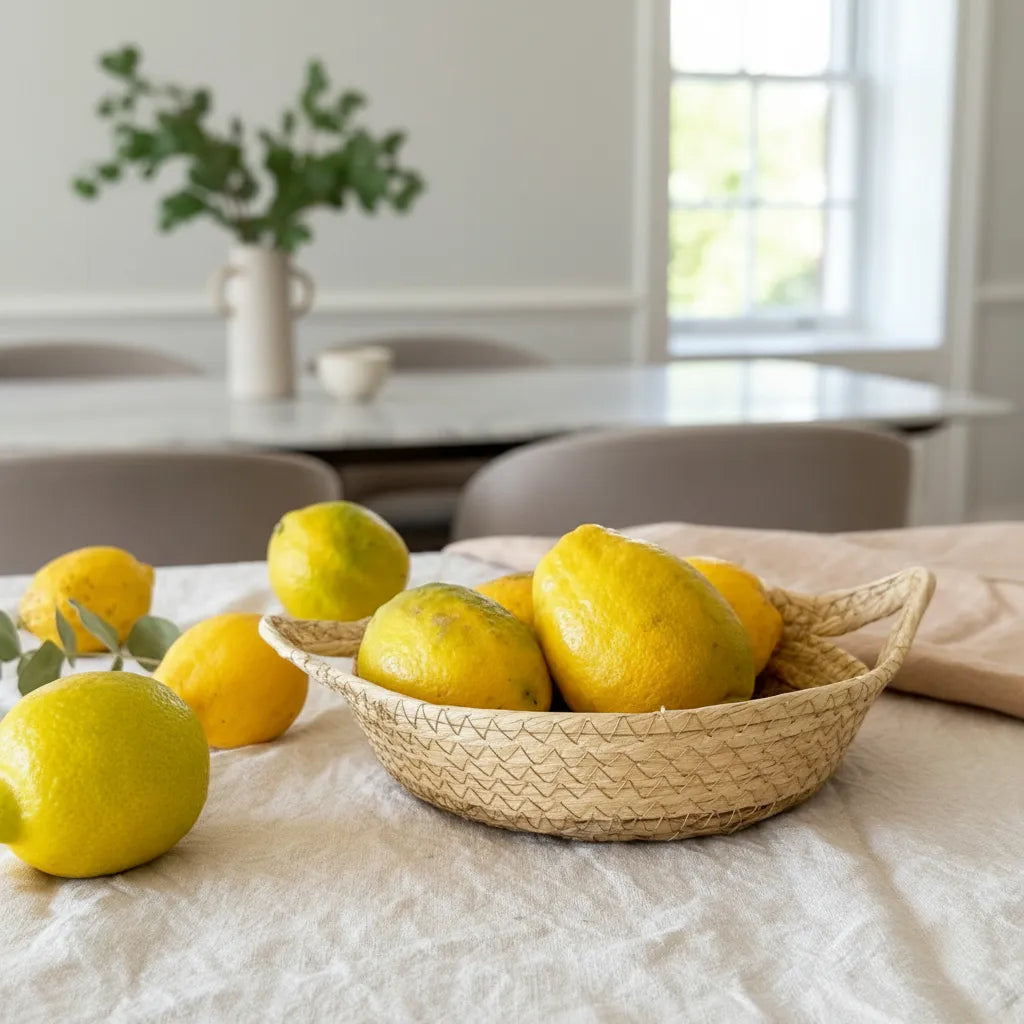 Bandeja tejida bicolor con asas bandeja Frank Home Chile