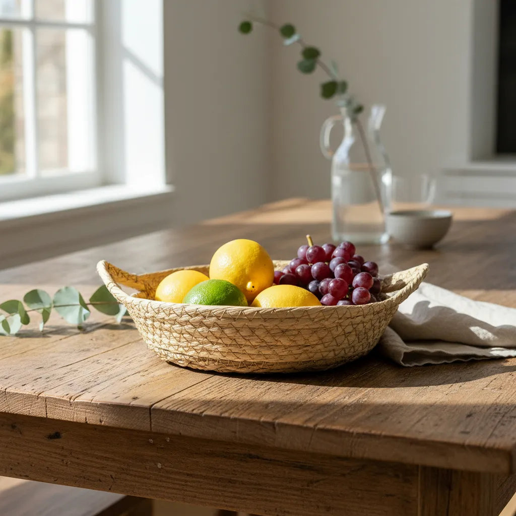 Bandeja tejida bicolor con asas bandeja Frank Home Chile