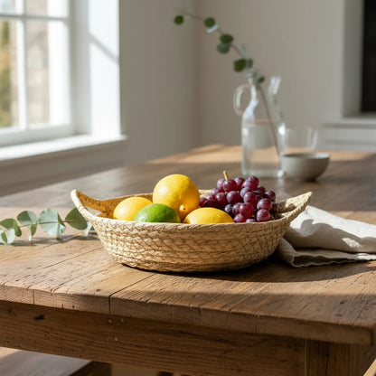 Bandeja tejida bicolor con asas bandeja Frank Home Chile