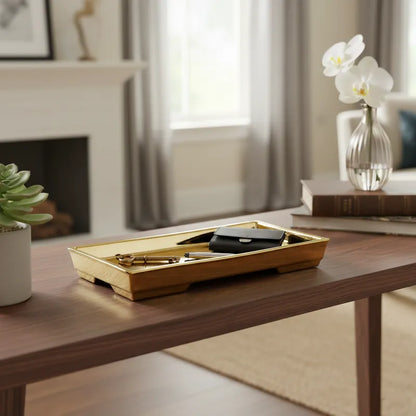 Bandeja Cerámica Rectangular Dorada bandeja Frank Home Chile