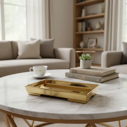 Bandeja Cerámica Rectangular Dorada bandeja Frank Home Chile