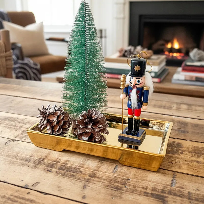 Bandeja Cerámica Rectangular Dorada bandeja Frank Home Chile