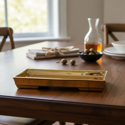 Bandeja Cerámica Rectangular Dorada bandeja Frank Home Chile
