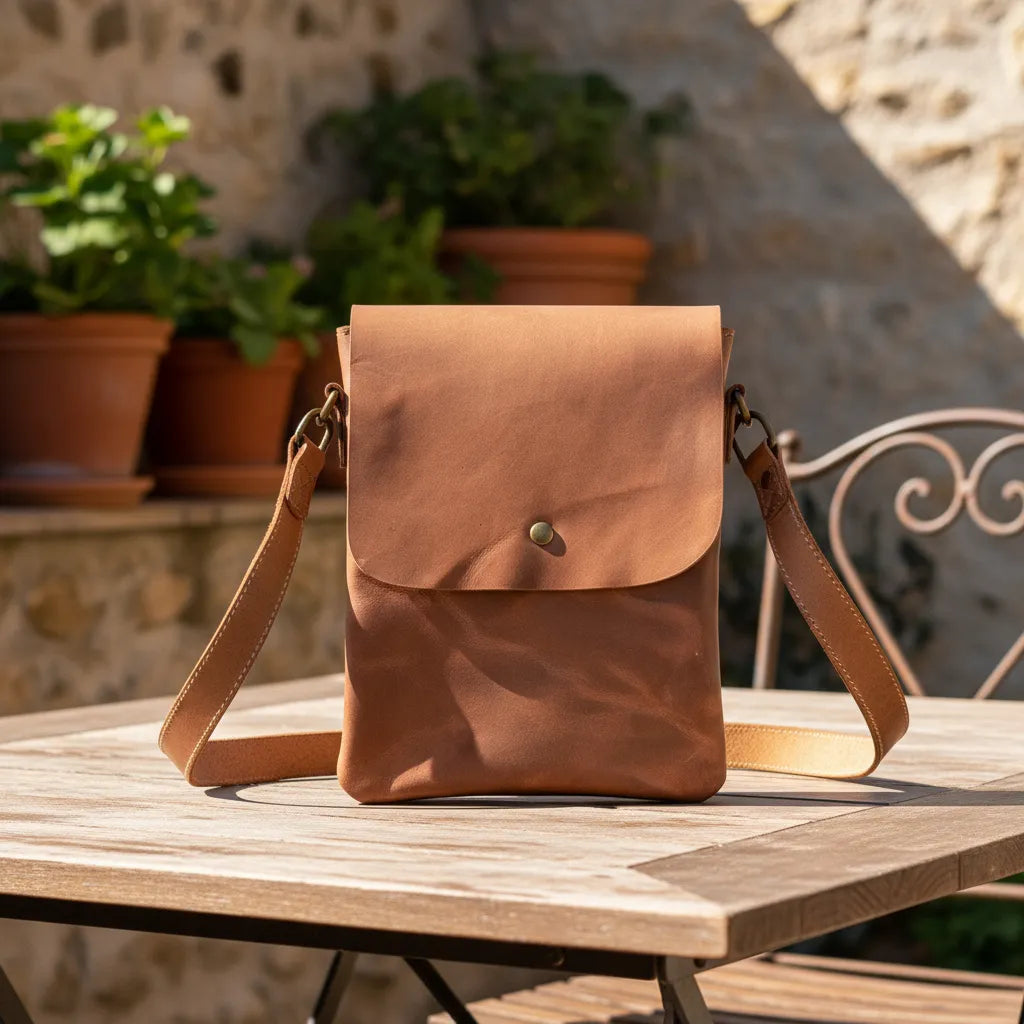 Bandolera Solapa Cuero Café Moro Bolso Frank Home Chile