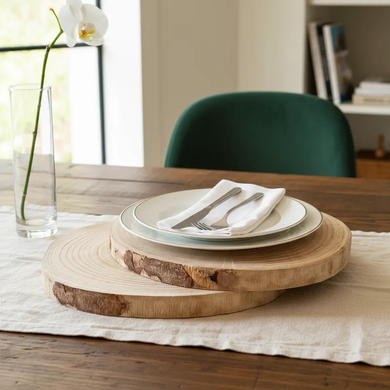 Base Madera Rústica 23 y 28cm - Individual Artesanal Beige Set individuales Frank Home Chile