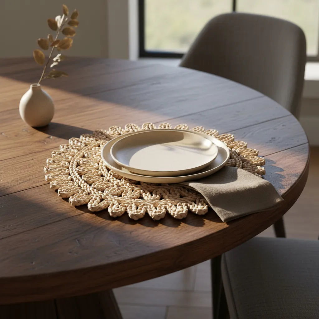 Base Decorativa Tejida Flor Set individuales Frank Home Chile