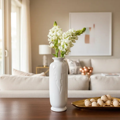 Florero Cerámica Esmaltada Hoja 25cm - Relieve Elegante Florero Frank Home Chile