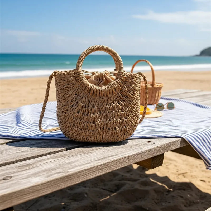 Bolso de playa tejido Caqui Pequeño Bolso Frank Home Chile