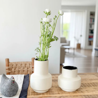 Set 2 Floreros Cerámica Borde Negro Florero Frank Home Chile