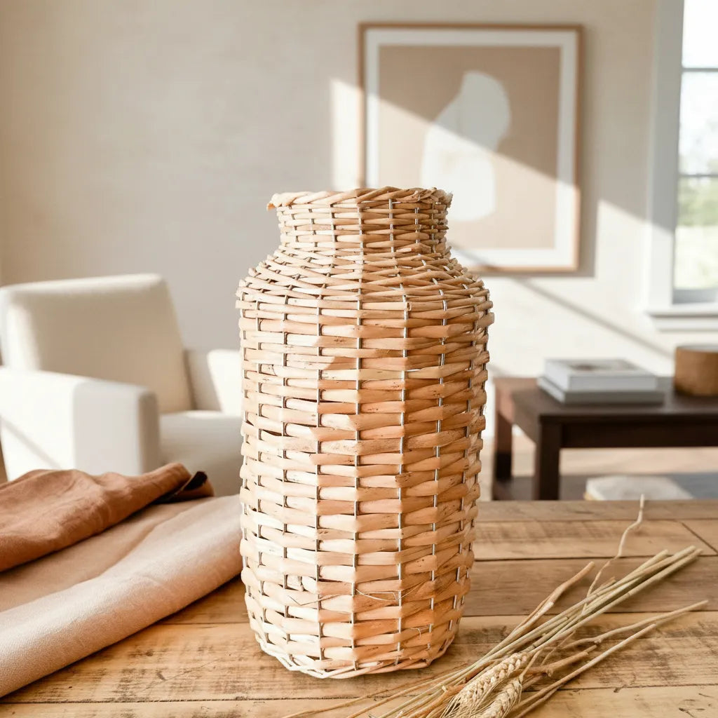 Botella Mimbre Rústico Florero Frank Home Chile