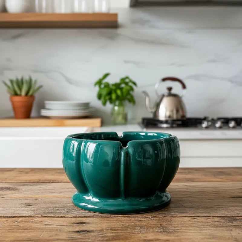 Contenedor Cerámica Esmaltada Verde Esmeralda Bowl Frank Home Chile