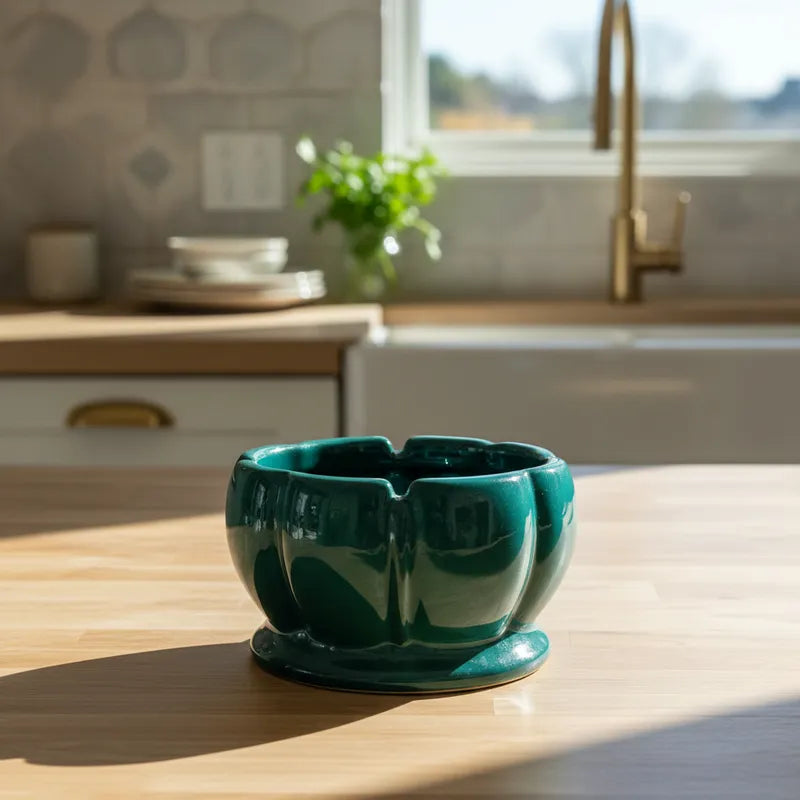 Contenedor Cerámica Esmaltada Verde Esmeralda Bowl Frank Home Chile