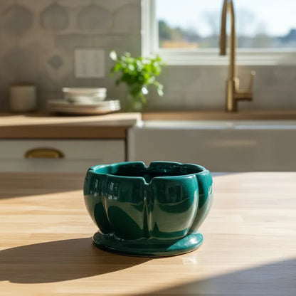 Contenedor Cerámica Esmaltada Verde Esmeralda Bowl Frank Home Chile