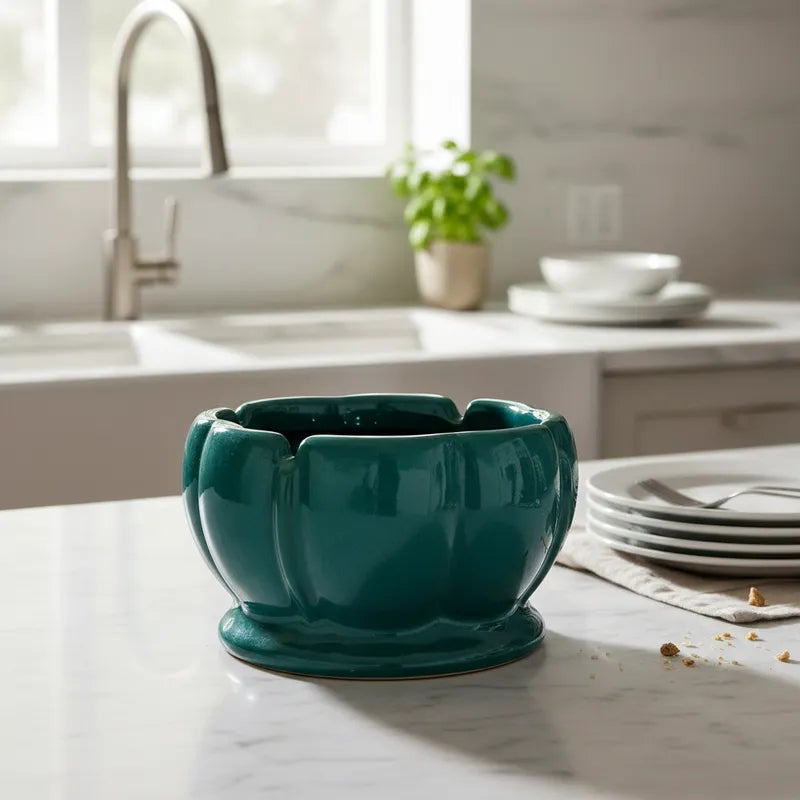 Contenedor Cerámica Esmaltada Verde Esmeralda Bowl Frank Home Chile