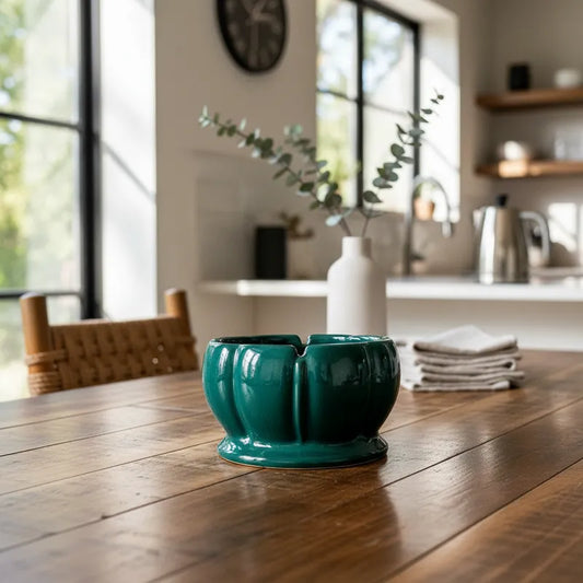 Contenedor Cerámica Esmaltada Verde Esmeralda Bowl Frank Home Chile