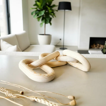 Adorno Cadena Madera Clara 54cm - Diseño Escultórico Adorno Frank Home Chile