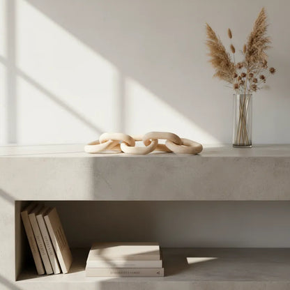 Adorno Cadena Madera Clara 54cm - Diseño Escultórico Adorno Frank Home Chile