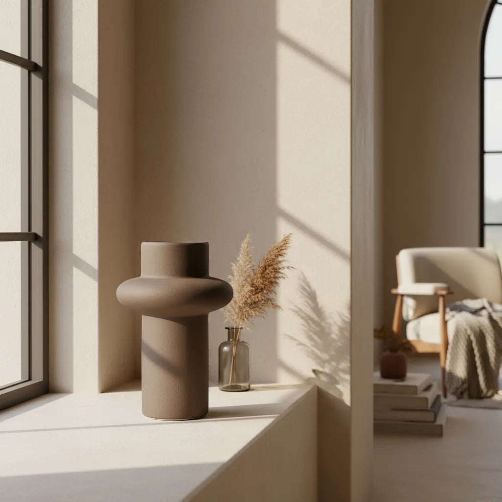 Florero cerámica café Florero Frank Home Chile