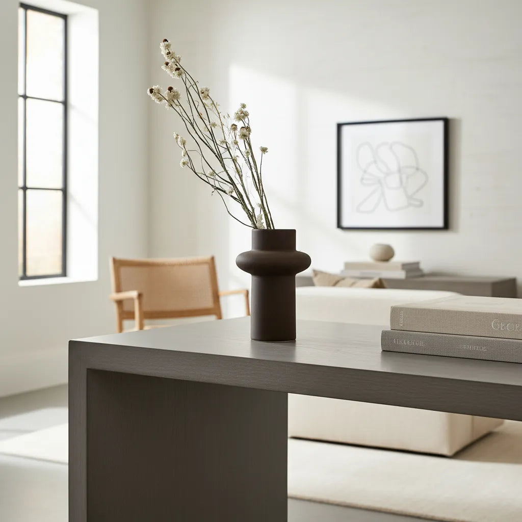 Florero cerámica café Florero Frank Home Chile