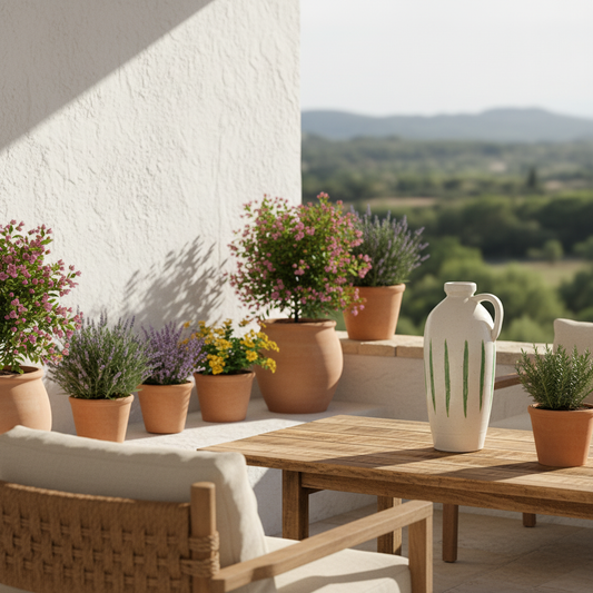 Jarrón Cerámica Blanca Rústica Esmaltada 37cm Jarrón Frank Home Chile