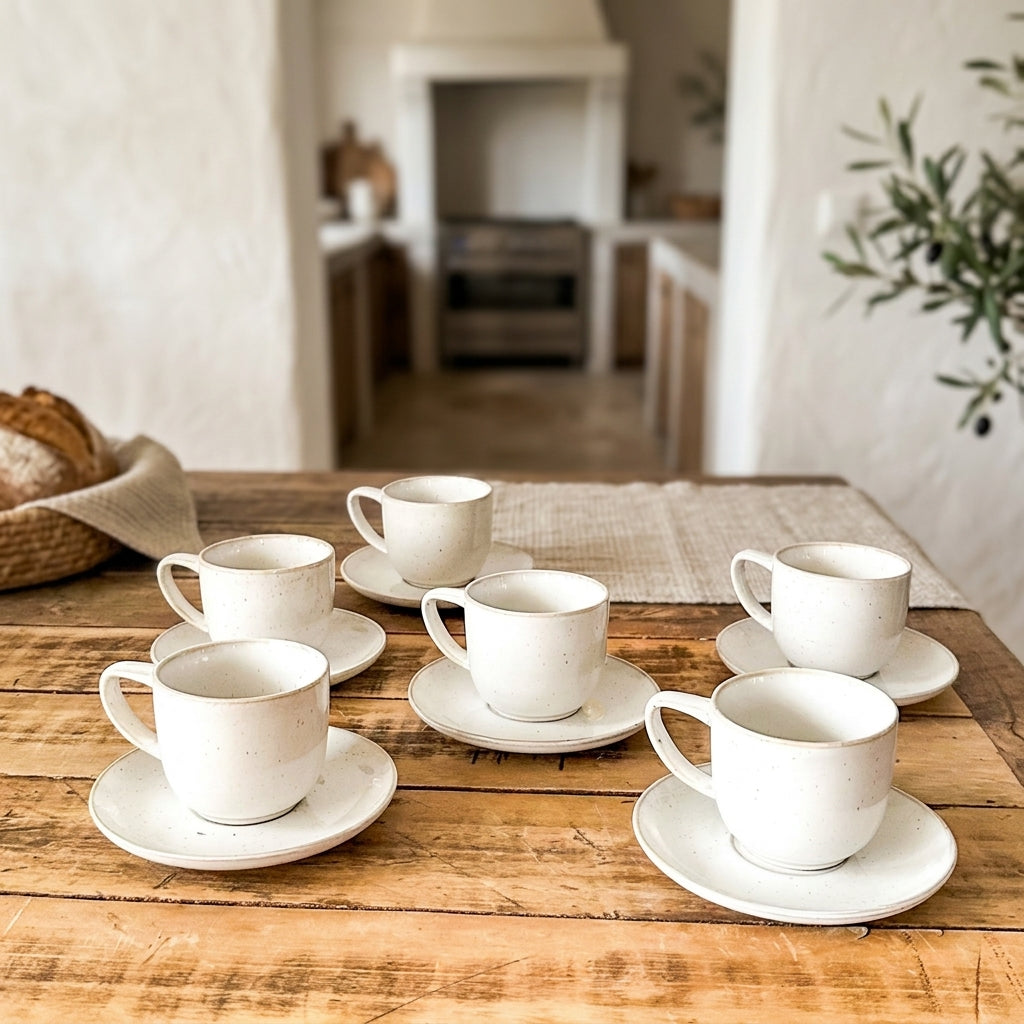 Set 6 Tazas con Platillo Cerámica 60ml Set Tazas Frank Home Chile