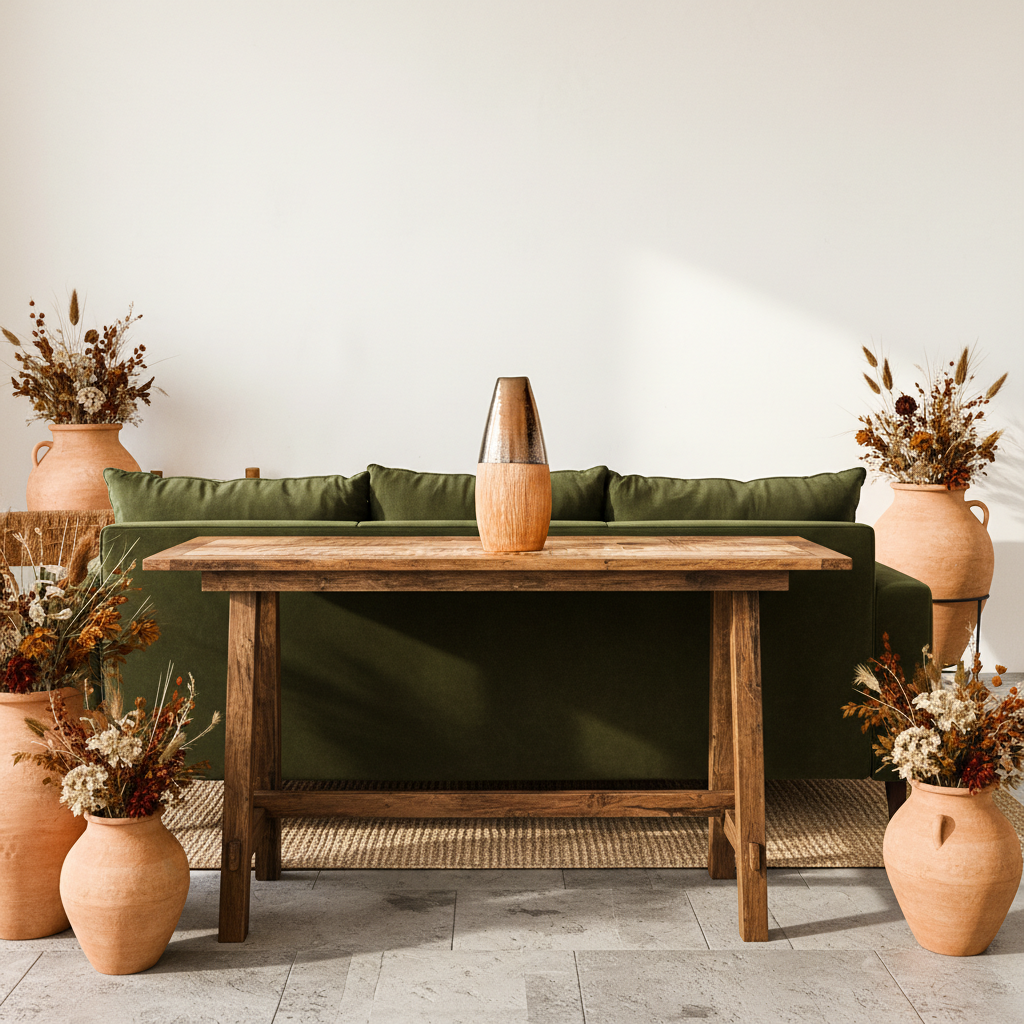 Jarrón Metal Madera 37cm Diseño Contemporáneo | Frank Home Florero Frank Home Chile