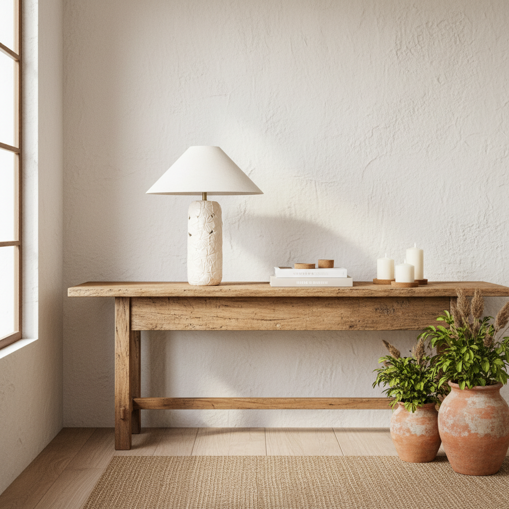 Lámpara Cerámica Satinada Relieve Floral Lampara de mesa Frank Home Chile