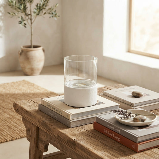 Porta Vela Cerámica Texturada Blanco 14cm - Diseño Moderno Porta Vela Frank Home Chile