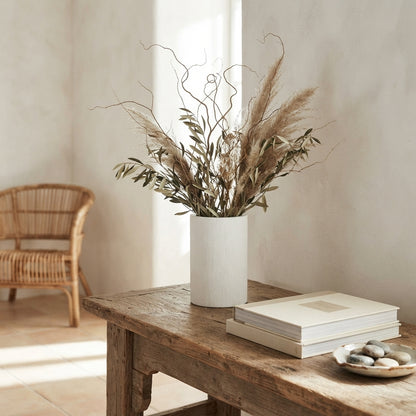 Jarrón Cilíndrico Cerámica Texturada Blanco 15 y 9 cm - Diseño Minimalista Florero Frank Home Chile