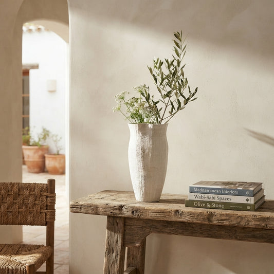 Florero Escultórico Abstracto Cerámica Texturizada Blanca 29.5cm Florero Frank Home Chile