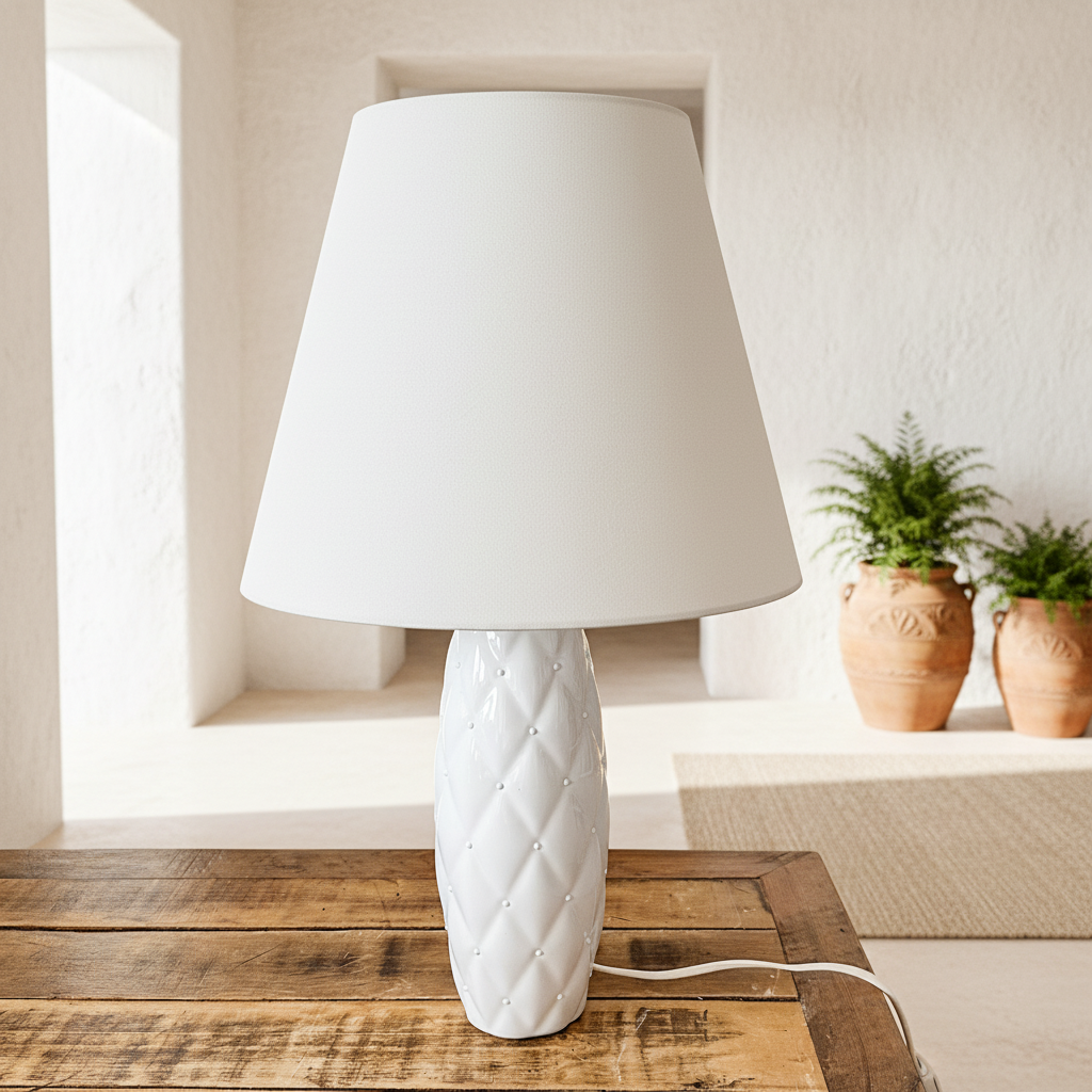 Lámpara de Mesa Cerámica Esmaltada Capitoné Lampara de mesa Frank Home Chile