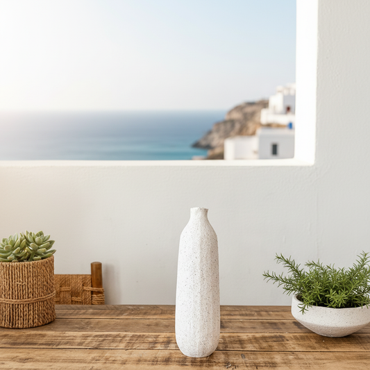 Florero Cerámica Texturada Botella Interior Azul Florero Frank Home Chile