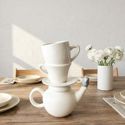 Florero Cerámica Esmaltada Tetera Tazas Florero Frank Home Chile