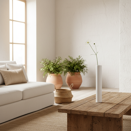 Florero Cilindrico Cerámica Blanca Florero Frank Home Chile