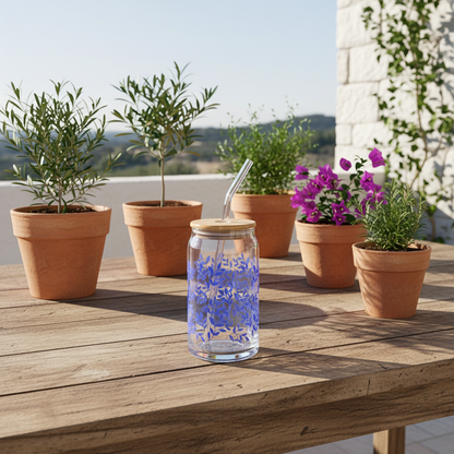 Vaso Vidrio con Bombilla y Tapa Bambú 480ml - Diseño Limón Vasos Frank Home Chile