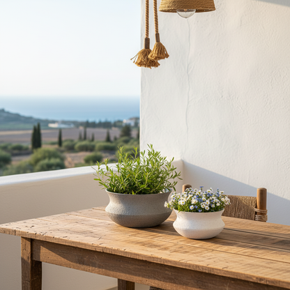 Porta Macetero Cerámica Textura Rústica 21 cm Porta Macetero Frank Home Chile