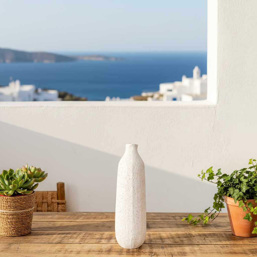Florero Cerámica Texturada Botella Interior Azul Florero Frank Home Chile