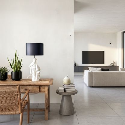 Lámpara Base Cerámica Esmaltada Pájaros Pantalla Negra Interior Dorado Lampara de mesa y escritorio Frank Home Chile