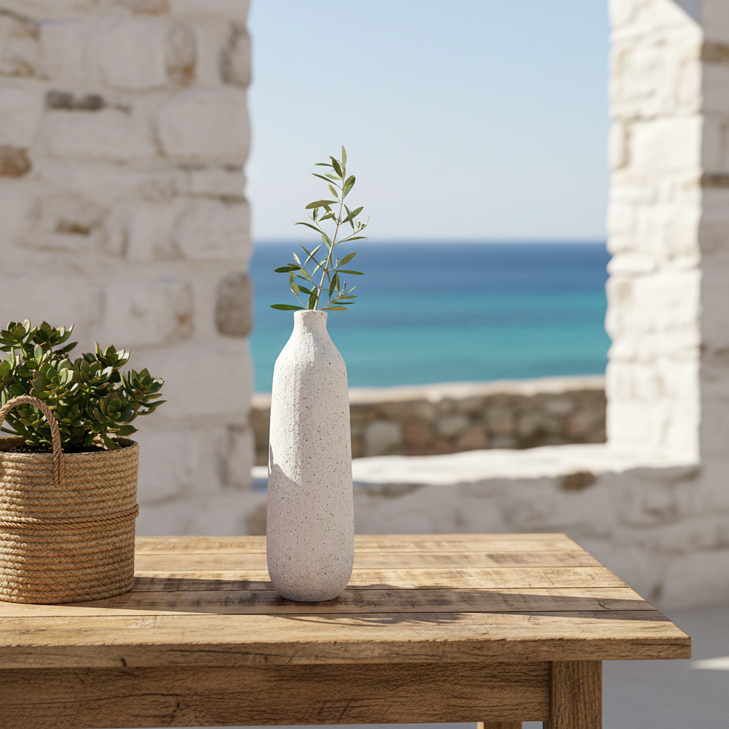 Florero Cerámica Texturada Botella Interior Azul Florero Frank Home Chile