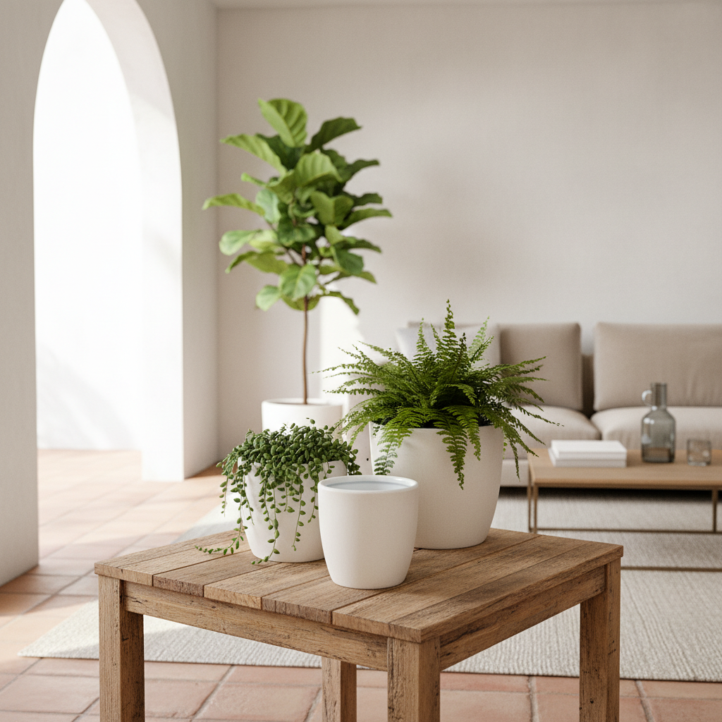 Set 3 Porta Maceteros Cerámica Blanco Antiguo Mate | Frank Home Porta Macetero Frank Home Chile