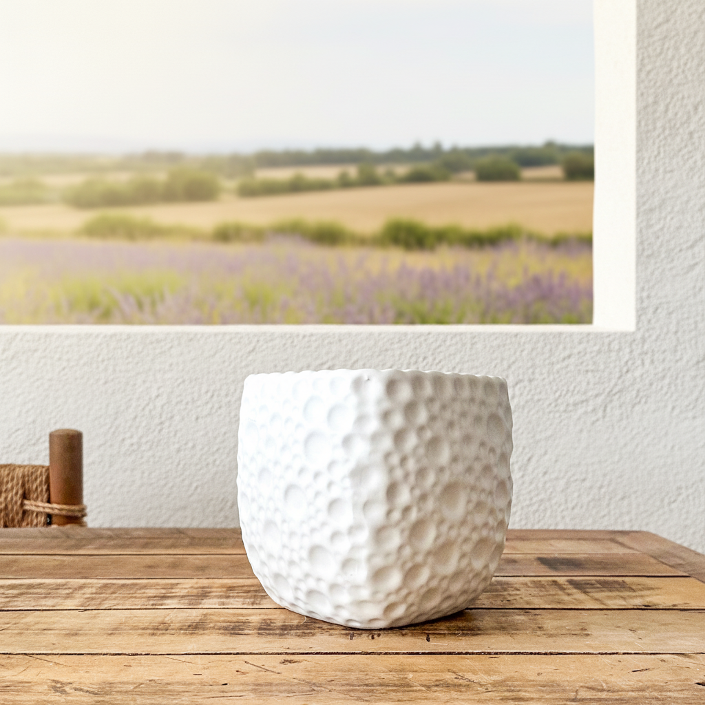 Porta Macetero Rectangular Cerámica Blanca 14 cm Porta Macetero Frank Home Chile