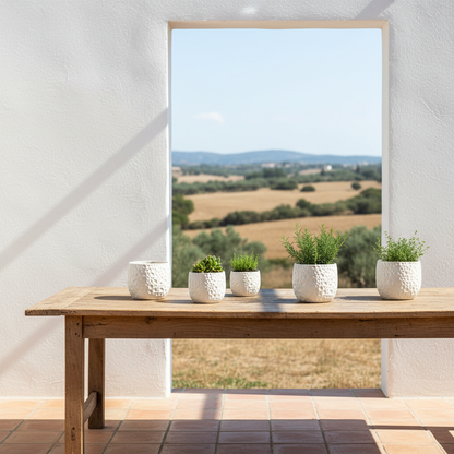 Porta Macetero Rectangular Cerámica Blanca 14 cm Porta Macetero Frank Home Chile