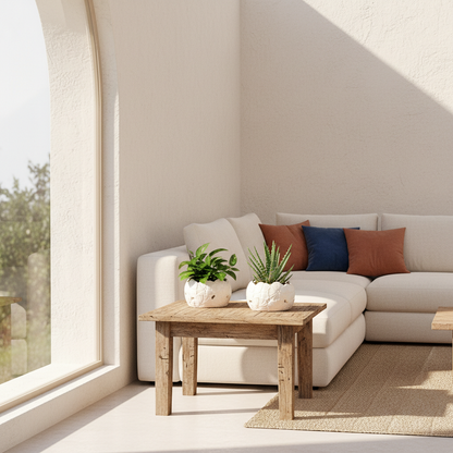 Porta Macetero Cerámica Flores - Diseño Artesanal Decorativo Porta Macetero Frank Home Chile