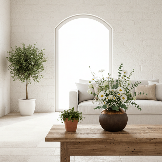 Florero Redondo Metálico Bronce Envejecido Florero Frank Home Chile