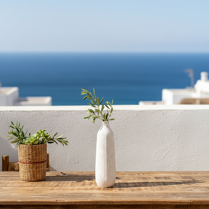 Florero Cerámica Texturada Botella Interior Azul Florero Frank Home Chile